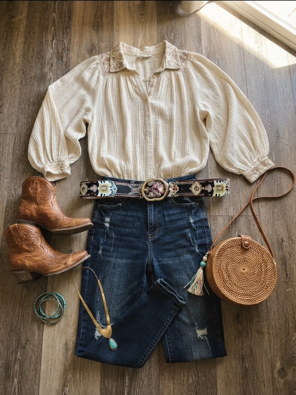 Lucky Brand Boho Embroidered Belt